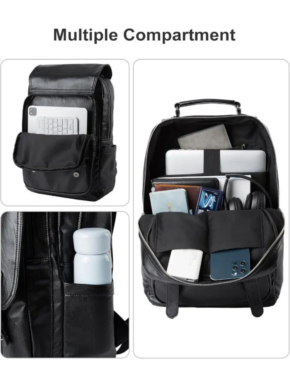 Vintage Leather Backpack for 15.6